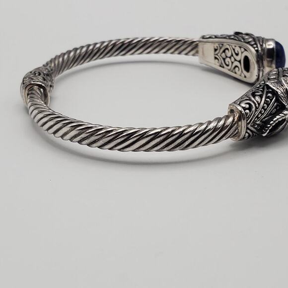 Lapis Bali-Style Dragonfly Cuff Bracelet in Sterling Silver and 18kt Yellow Gold - Picture 6 of 13